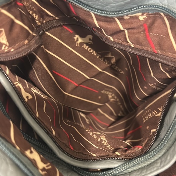 Montana West Gray/ Blue Western Style Concealed Carry Purse - Picture 4 of 7